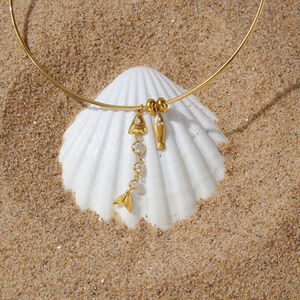 Luxurious Cute Patchwork Fish Stainless Steel Waterproof Gold Color Zircon Women's Pendant Necklaces h5 Picture3
