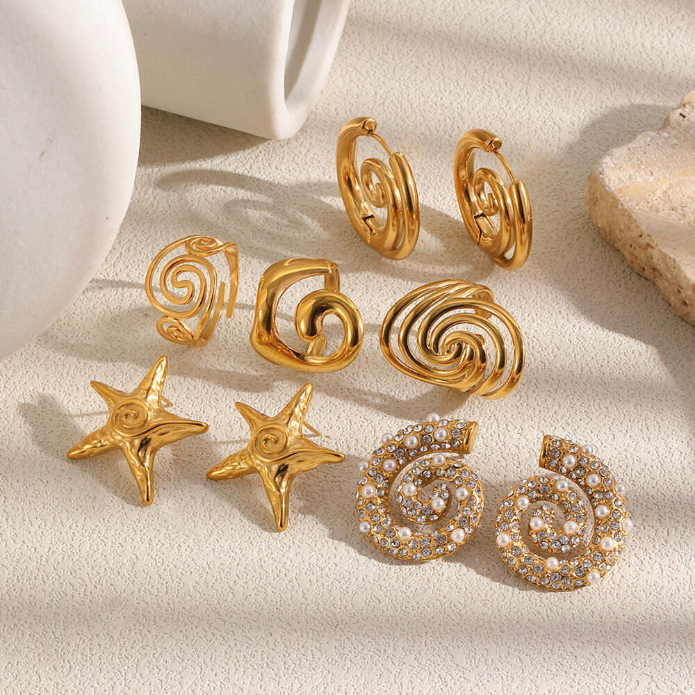 Oceanic Style Starfish Stainless Steel Waterproof Gold Color Women's Stud Earrings Picture2