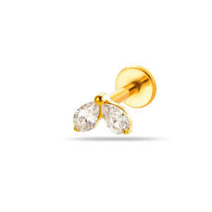 Orecchini da piercing da donna semplici a forma di cuore e stella in lega di titanio color oro con zirconi. h5