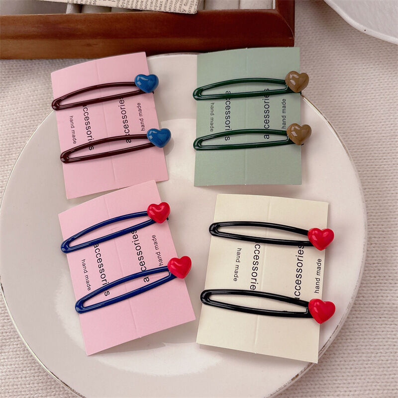 Romantic Series Simple Heart Resin Hair Clips h5Picture3