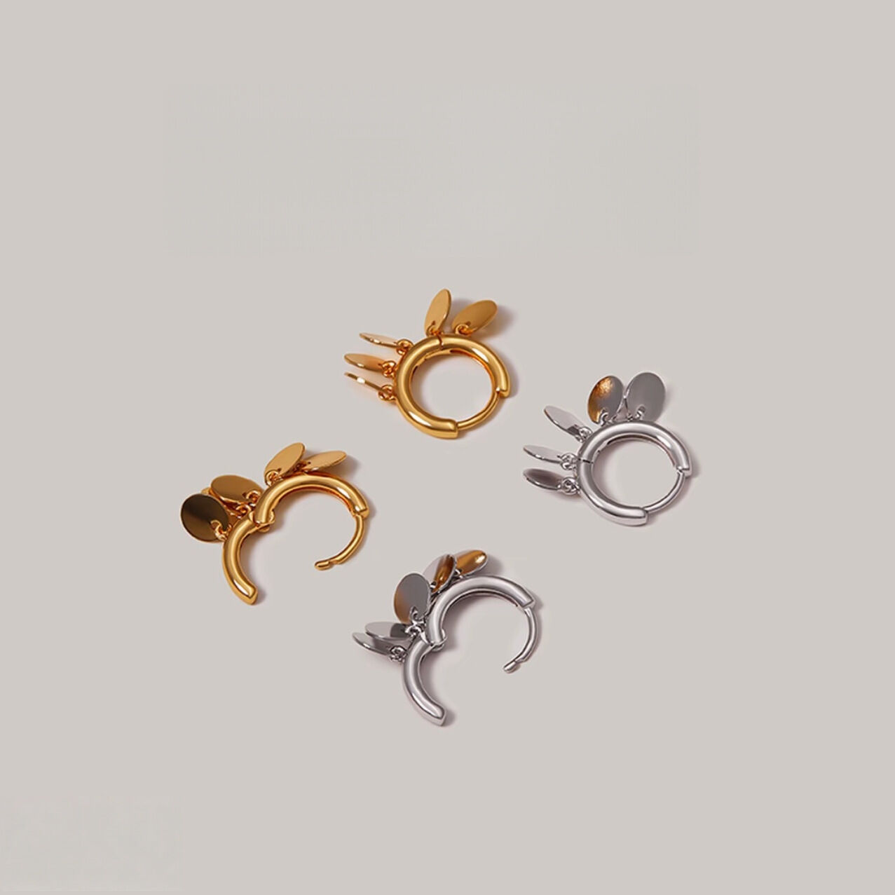 Boucles d'oreilles créoles pour femmes, style rétro, personnalisées, avec pendentif à sequins, couleur cuivre doré h5 Image2