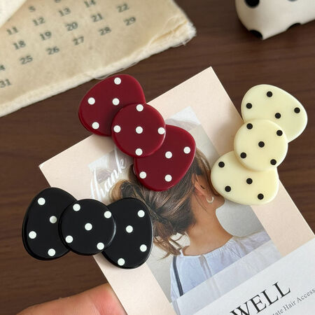 Romantic Series Daily Heart Bow Knot Polka Dots Acetate Hair Clips 2