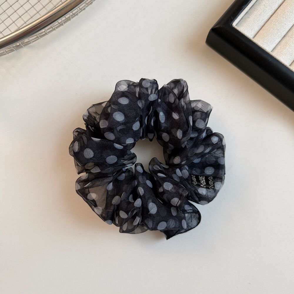 Elastici per capelli in poliestere con stampa a pois retrò della serie Simple
