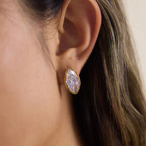 Heart Geometric Shape Stainless Steel Waterproof Gold Color Zircon Women's Stud Earrings h5 Picture3