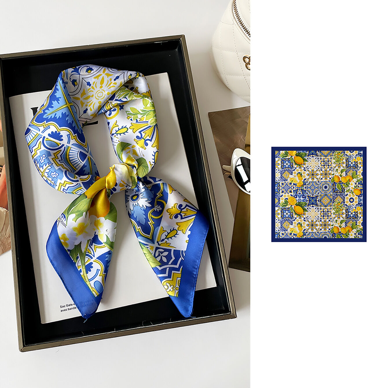 Bufandas de verano para mujer de poliéster con estampado de flores y frutas de la serie romántica h5 