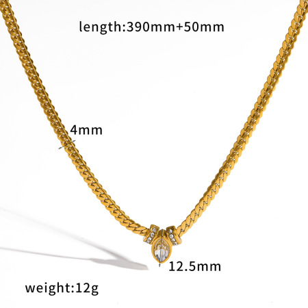 Elegant Stainless Steel Waterproof Gold Color Zircon Women's Chain Necklaces