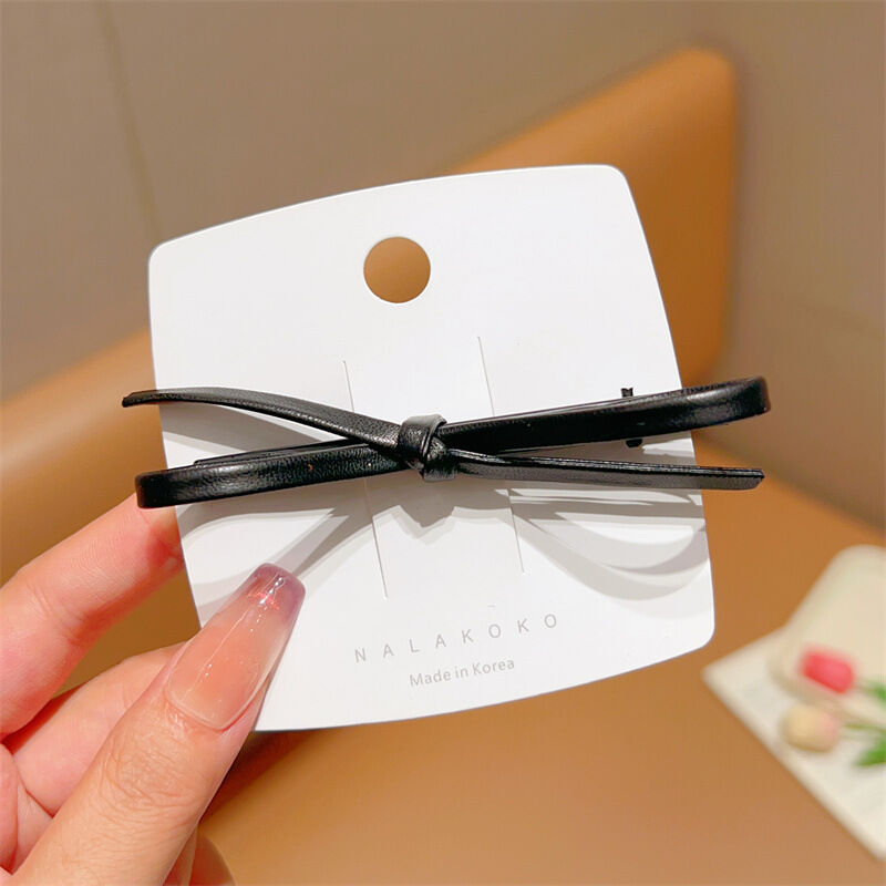 Simple Series Daily Bow Knot Leopard Print Pu Hair Clips
