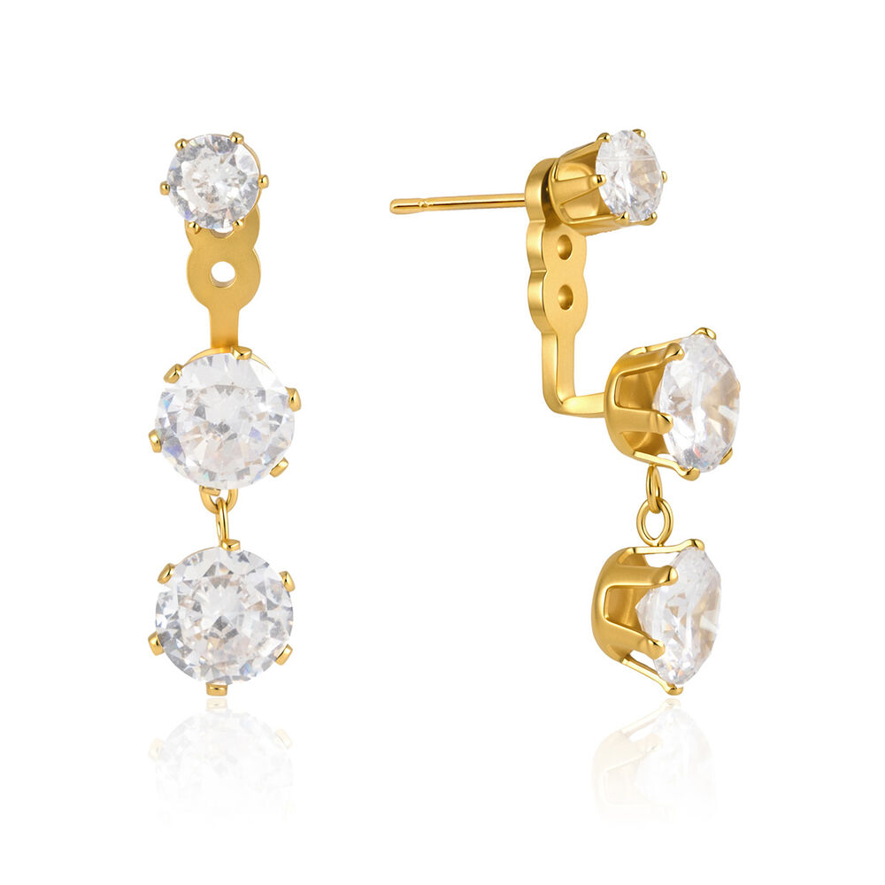 Simple Circle Stainless Steel Waterproof Gold Color Zircon Women's Drop Earrings Picture5