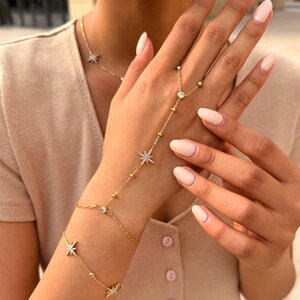Simple Series Daily Star Stainless Steel Waterproof Gold Color Women's Bracelets Sets h5 Picture5
