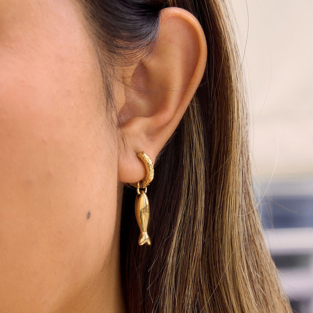 Fish Stainless Steel Waterproof Gold Color Women's Drop Earrings h5Picture4