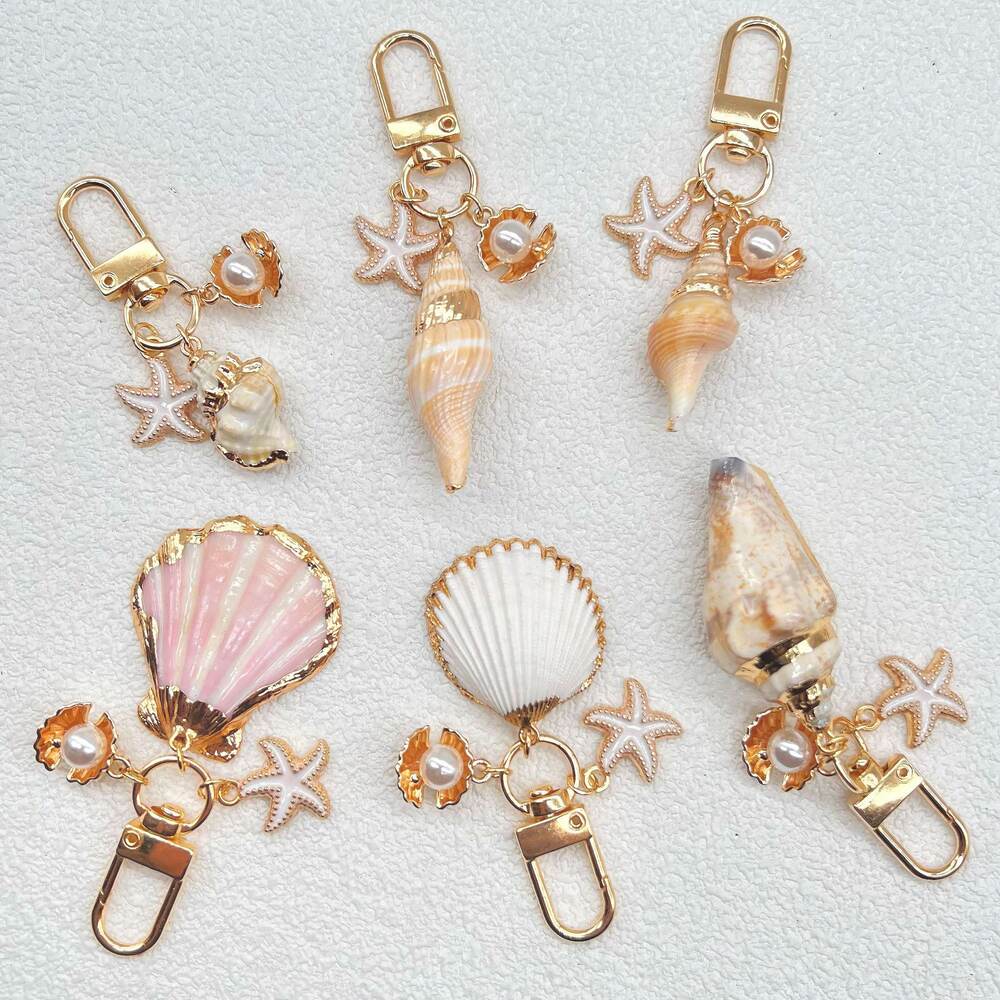 Simple Series Vacation Irregular Shape Oceanic Style Shell Starfish Sea Shells Shell Keychain h5Picture3
