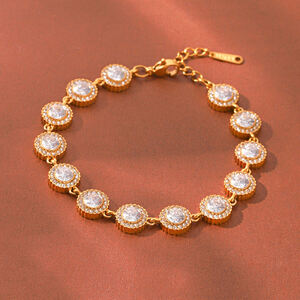 Simple Series Daily Chain Stainless Steel Waterproof Gold Color Zircon Women's Chain Bracelets h5 Picture4