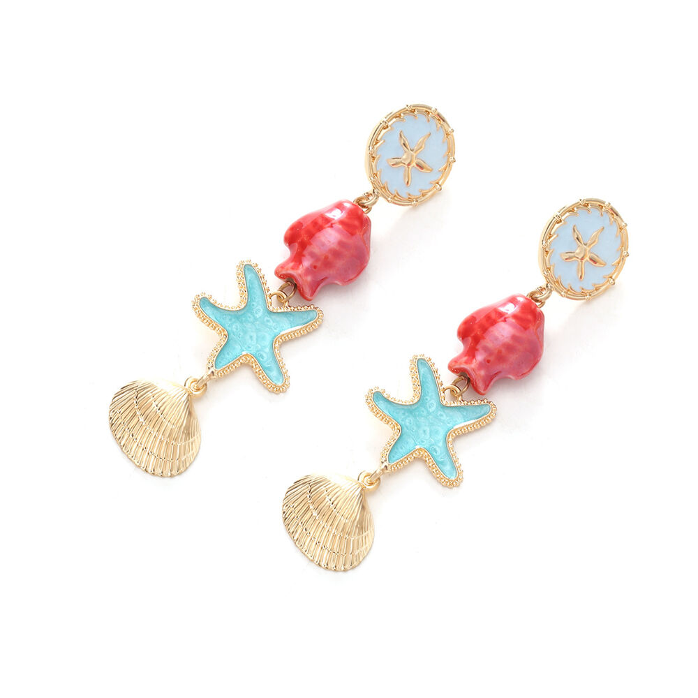Romantic Series Vacation Oceanic Style Starfish Alloy Women's Dangle Earrings h5Picture2