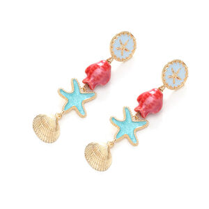 Romantic Series Vacation Oceanic Style Starfish Alloy Women's Dangle Earrings h5 Picture2