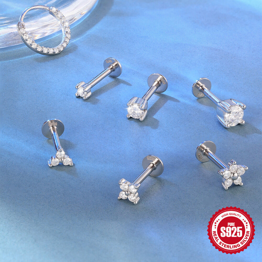 Simple Series Retro Solid Color Circle S925 Platinum Plating Moissanite Women's Moissanite Earrings Picture3
