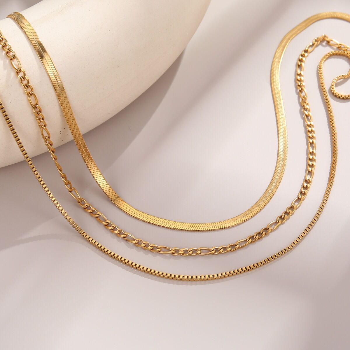 Simple Series Daily Chain Stainless Steel Waterproof Gold Color Women's Chain Necklaces Picture3