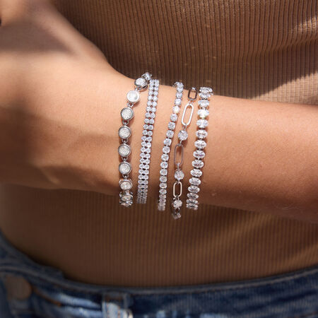 Luxurious Series Simple Chain Stainless Steel Waterproof Zircon Women's Chain Bracelets