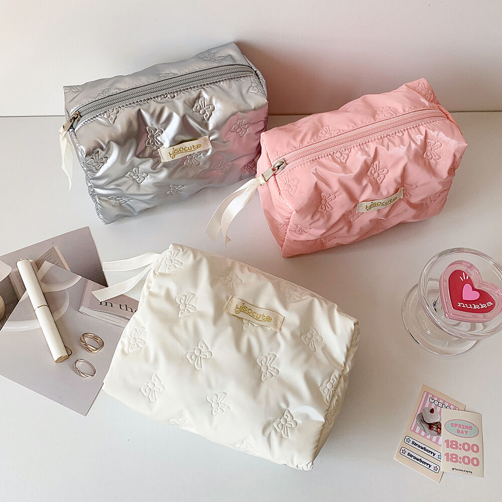 Simple Series Sweet Bow Knot Solid Color Polyester Makeup Bags h5Picture2