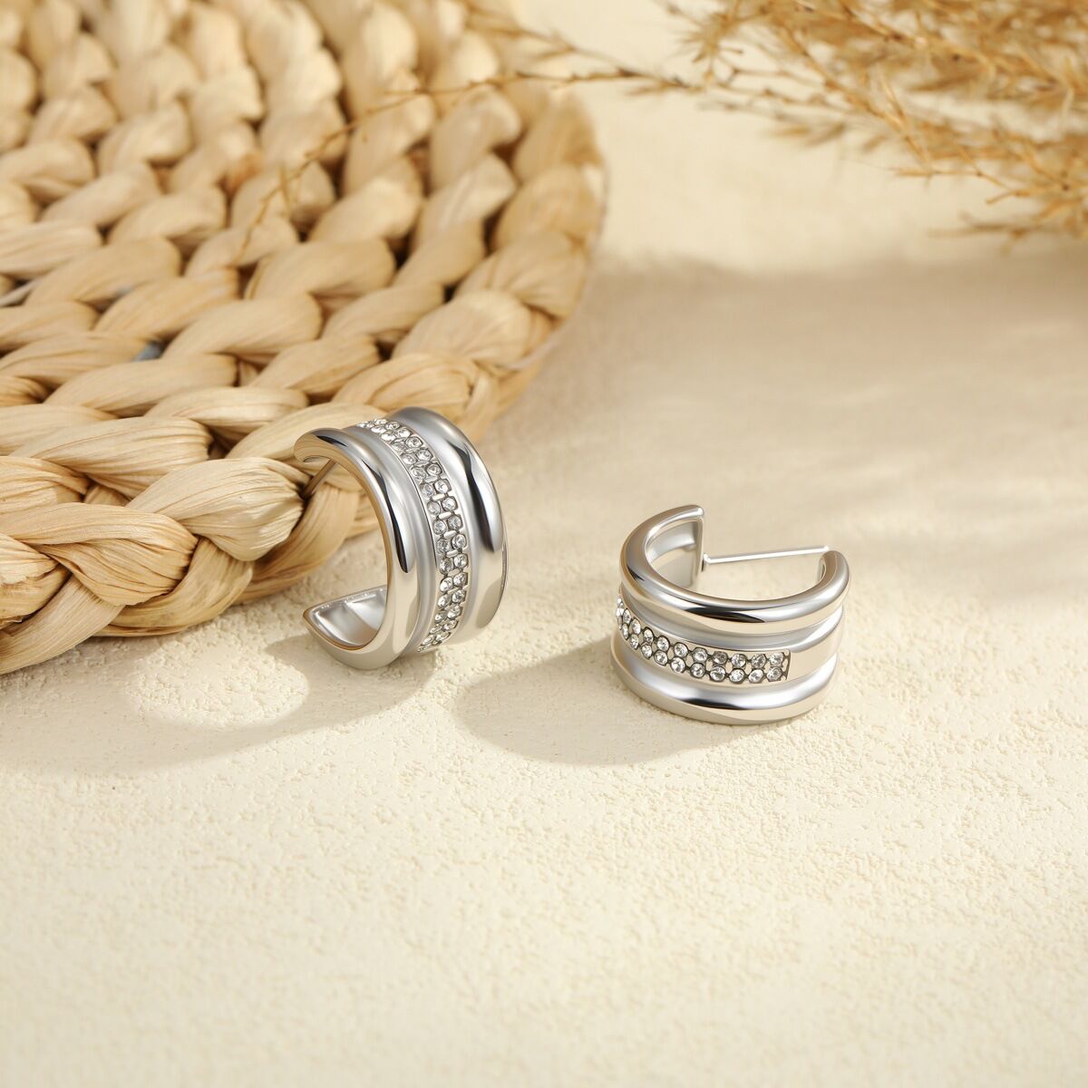 Simple Series Daily Irregular Shape Stainless Steel Waterproof Women's Stud Earrings h5Picture3