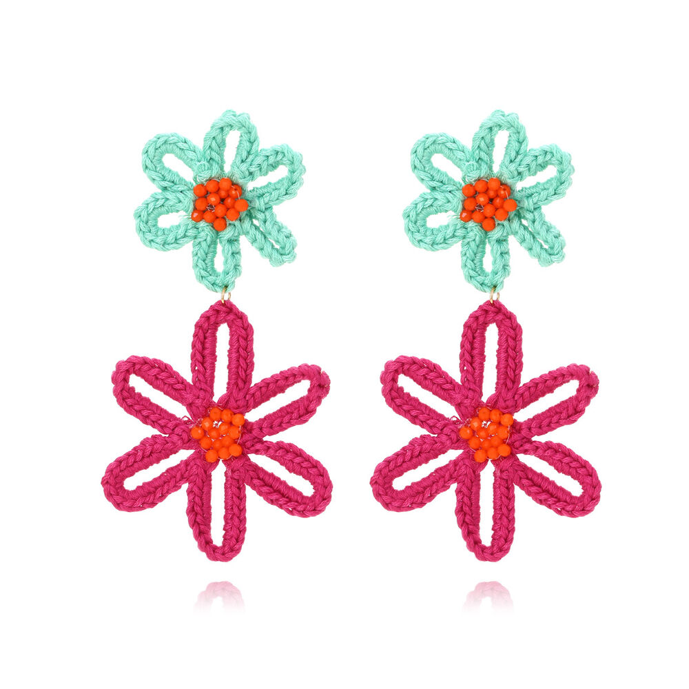 Romantic Series Sweet Flower Yarn Women's Drop Earrings