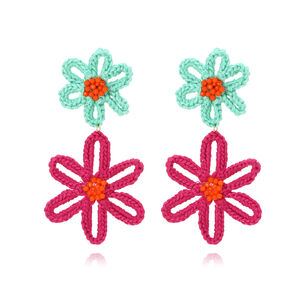 Romantic Series Sweet Flower Yarn Women's Drop Earrings h5