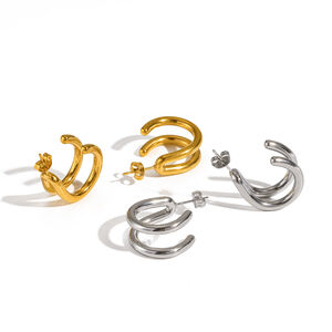 Lässige, wasserdichte Ohrstecker aus Edelstahl in Goldfarbe für Damen h5 Bild4