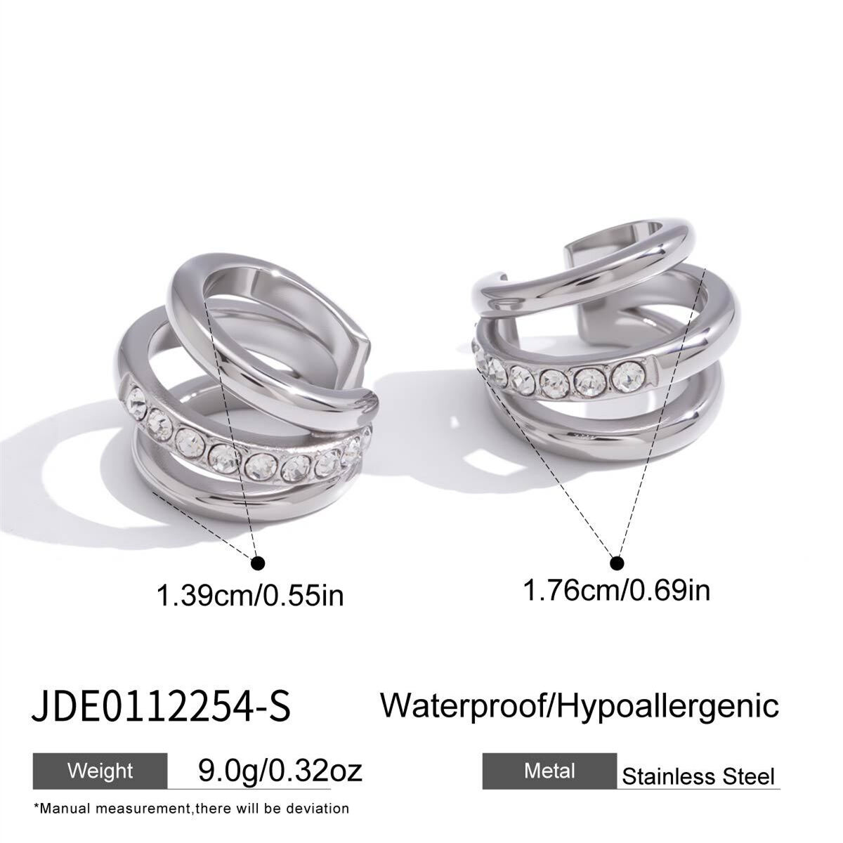 Simple Series Daily Irregular Shape Stainless Steel Waterproof Zircon Women's Hoop Earrings h5 