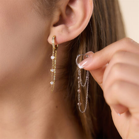 Simple Series Elegant Patchwork Tassel Stainless Steel Waterproof Gold Color Women's Stud Earrings