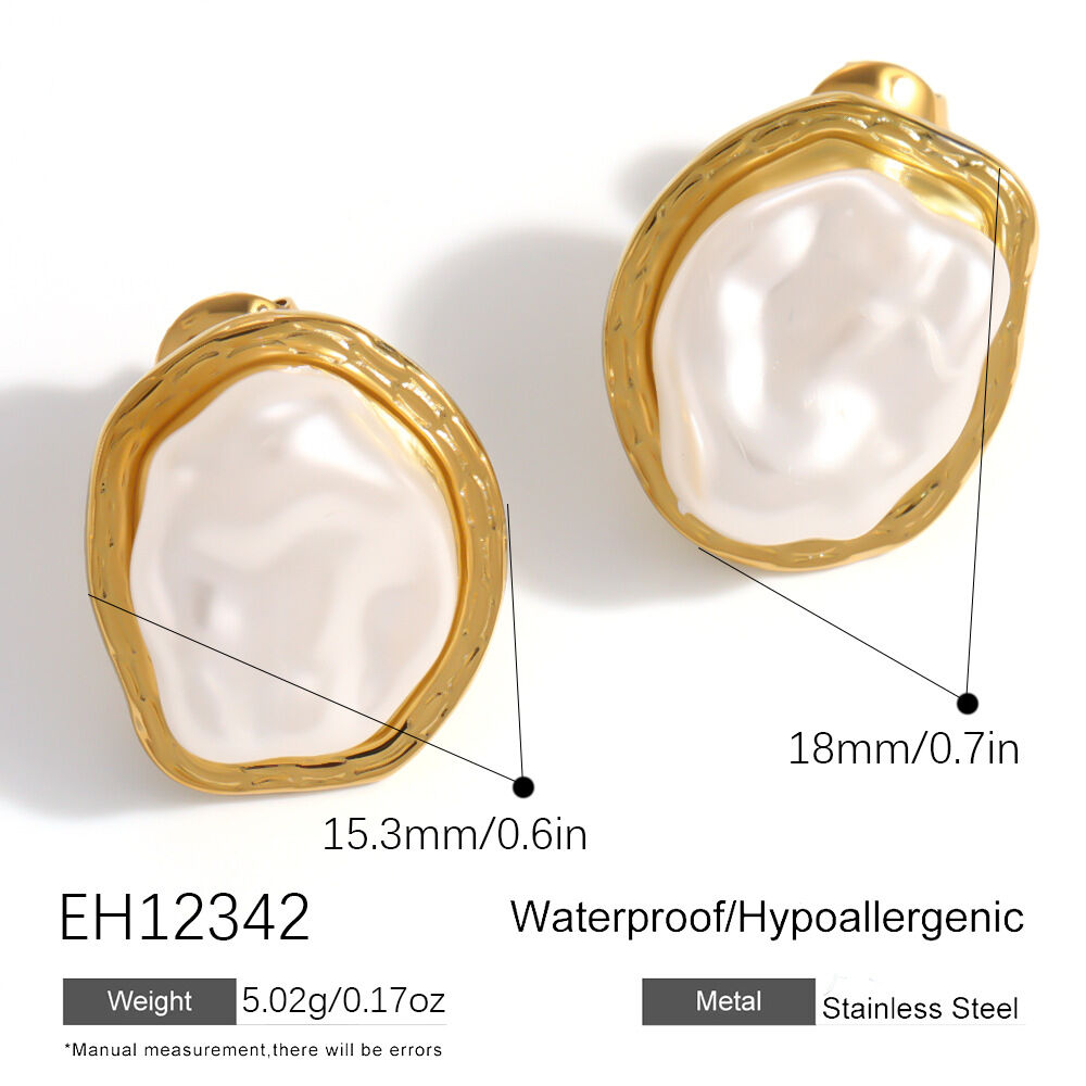 Simple Series Elegant Irregular Shape Stainless Steel Waterproof Women's Stud Earrings h5 