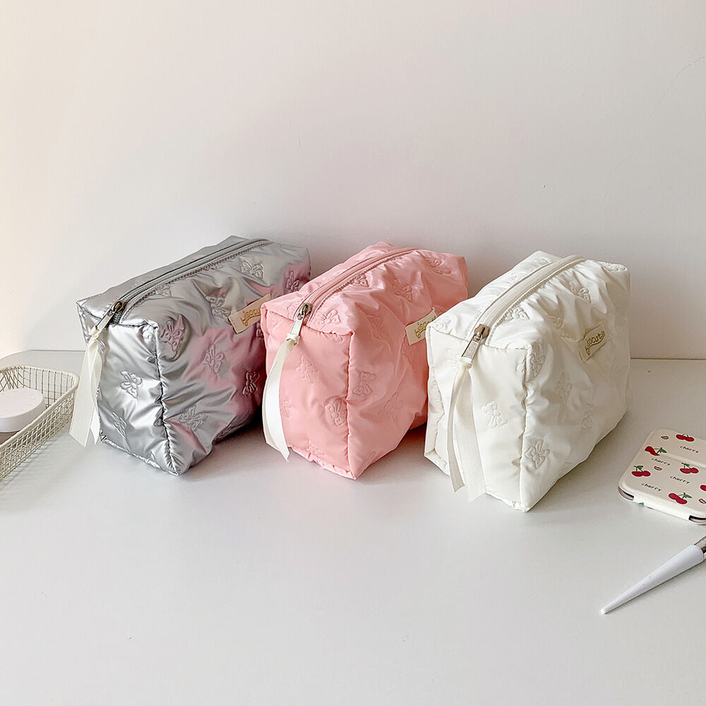 Simple Series Sweet Bow Knot Solid Color Polyester Makeup Bags h5Picture3
