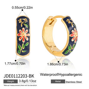 Classic Series Elegant Flower Circle Stainless Steel Waterproof Gold Color Women's Hoop Earrings h5