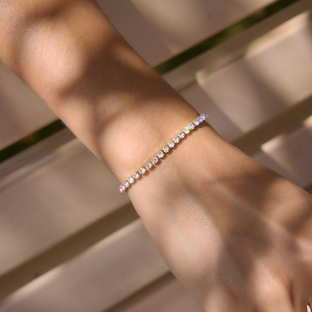 Simple Chain Stainless Steel Waterproof Gold Color Zircon Women's Chain Bracelets Picture2