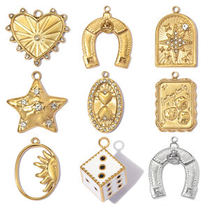 Simple Diy Heart Star Rectangle Horseshoe-Shaped Stainless Steel Waterproof Gold Color Women's Pendants h5 Picture4