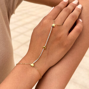 Simple Series Daily Heart Stainless Steel Waterproof Gold Color Women‘s Hand Chain h5 Picture5