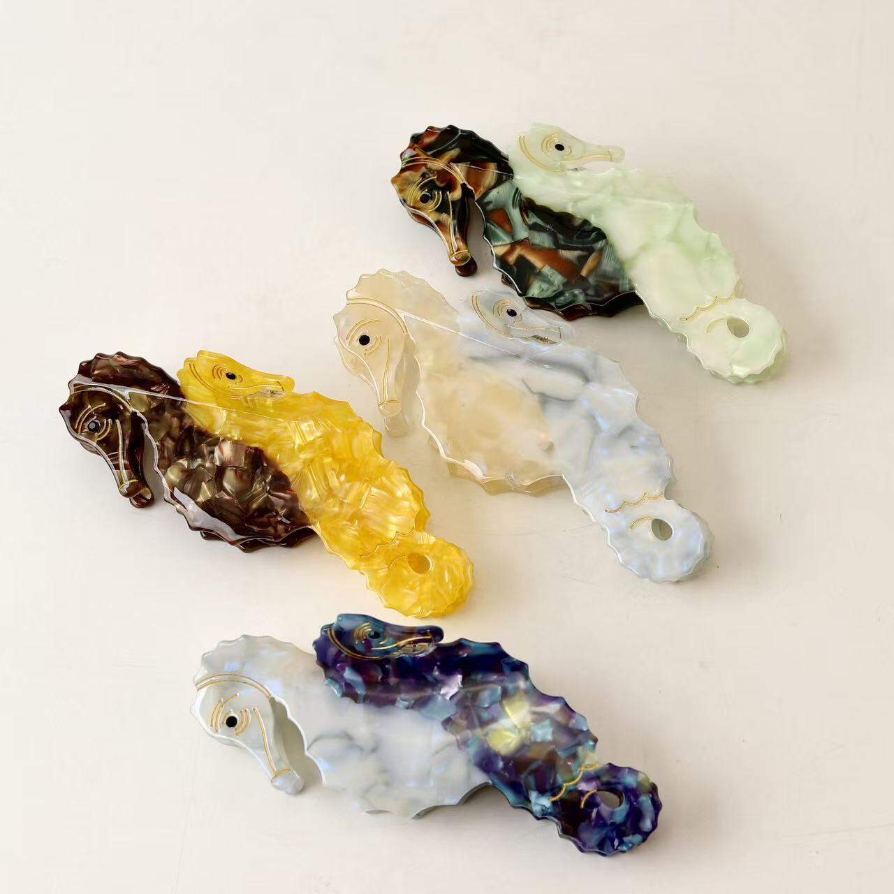 Simple Series Cute Oceanic Style Mixed Color Seahorse Acetate Hair Claws 2