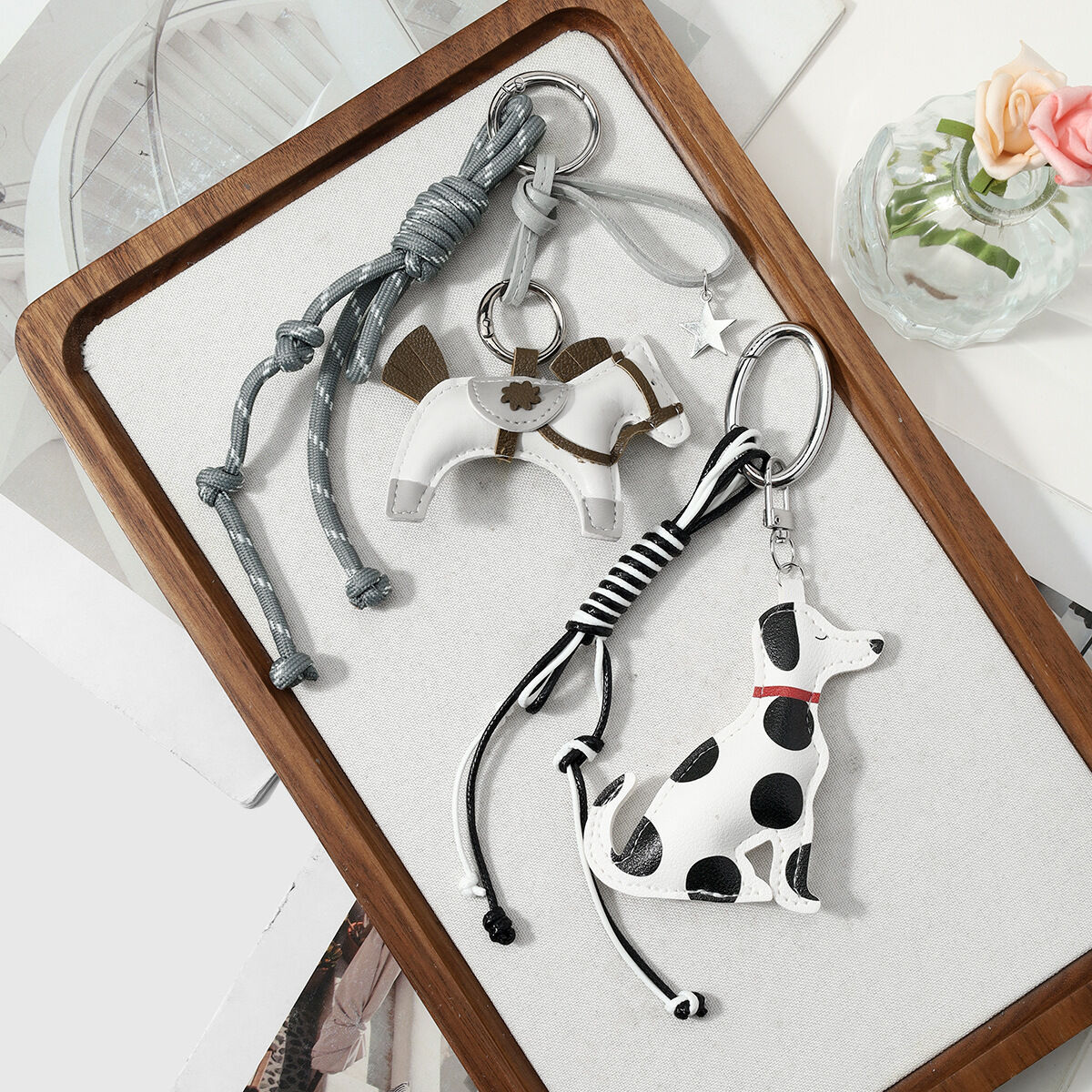 Simple Series Cute Puppy Twist Cartoon Star Leather Bag Charms 2
