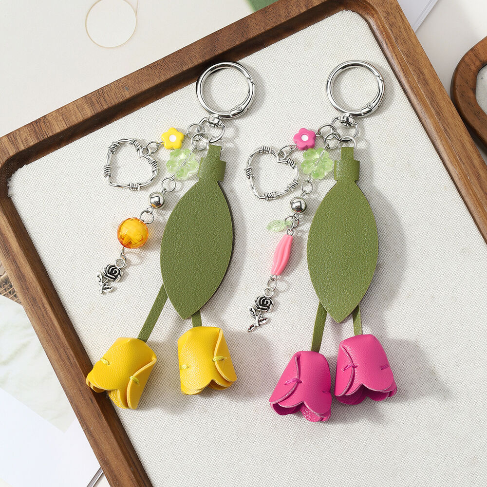 Simple Series Casual Flower Heart Leaf Leather Bag Charms h5Picture3