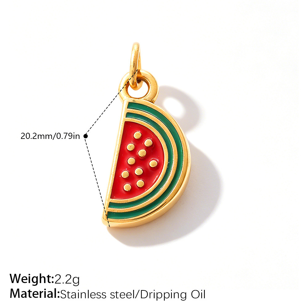 Simple Diy Irregular Shape Fruit Food Stainless Steel Waterproof Gold Color Rhinestone Pendants h5Picture2