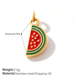 Simple Diy Irregular Shape Fruit Food Stainless Steel Waterproof Gold Color Rhinestone Pendants h5 Picture2