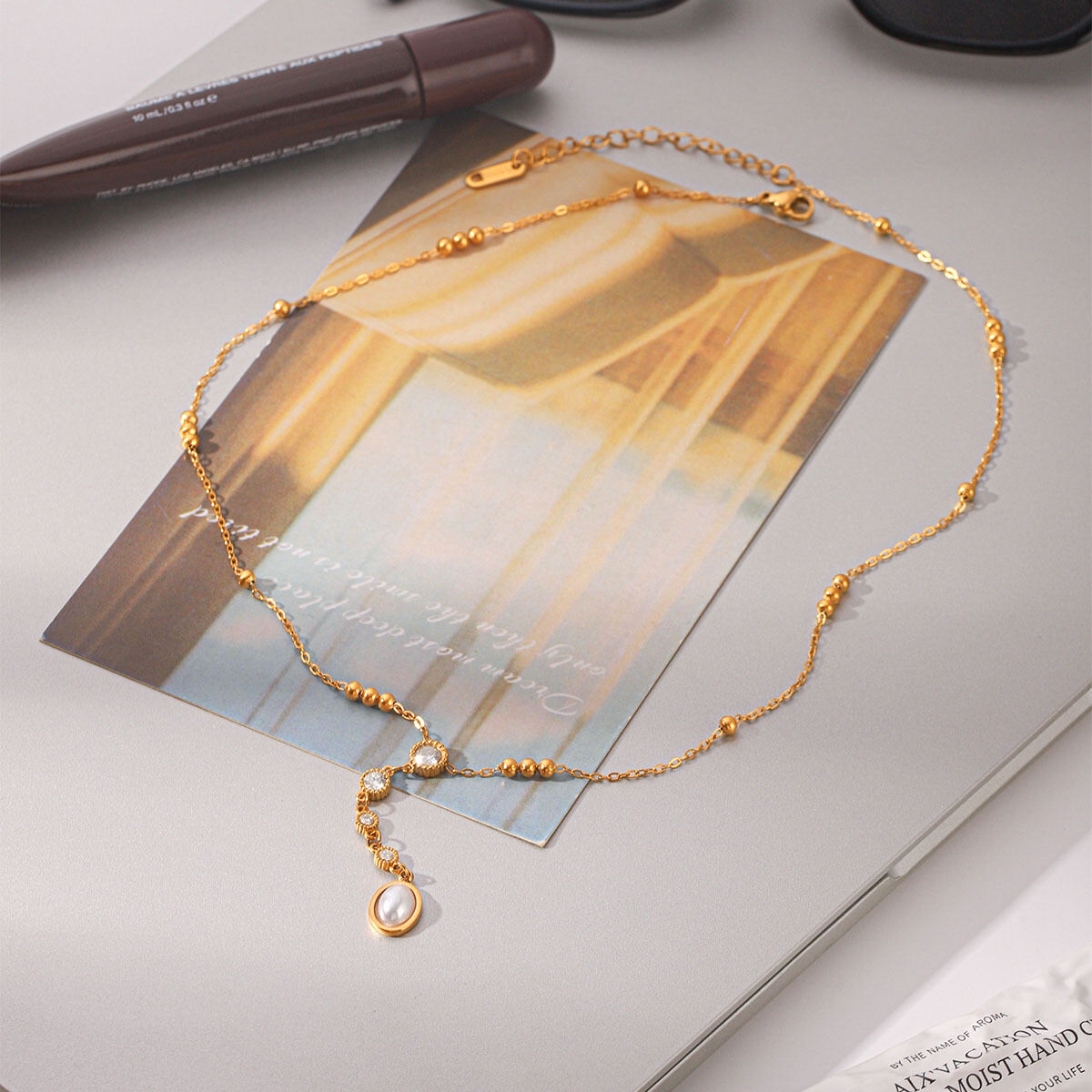 Simple Series Daily Chain Stainless Steel Waterproof   Gold Color  Zircon  Women's Pendant Necklaces Picture5