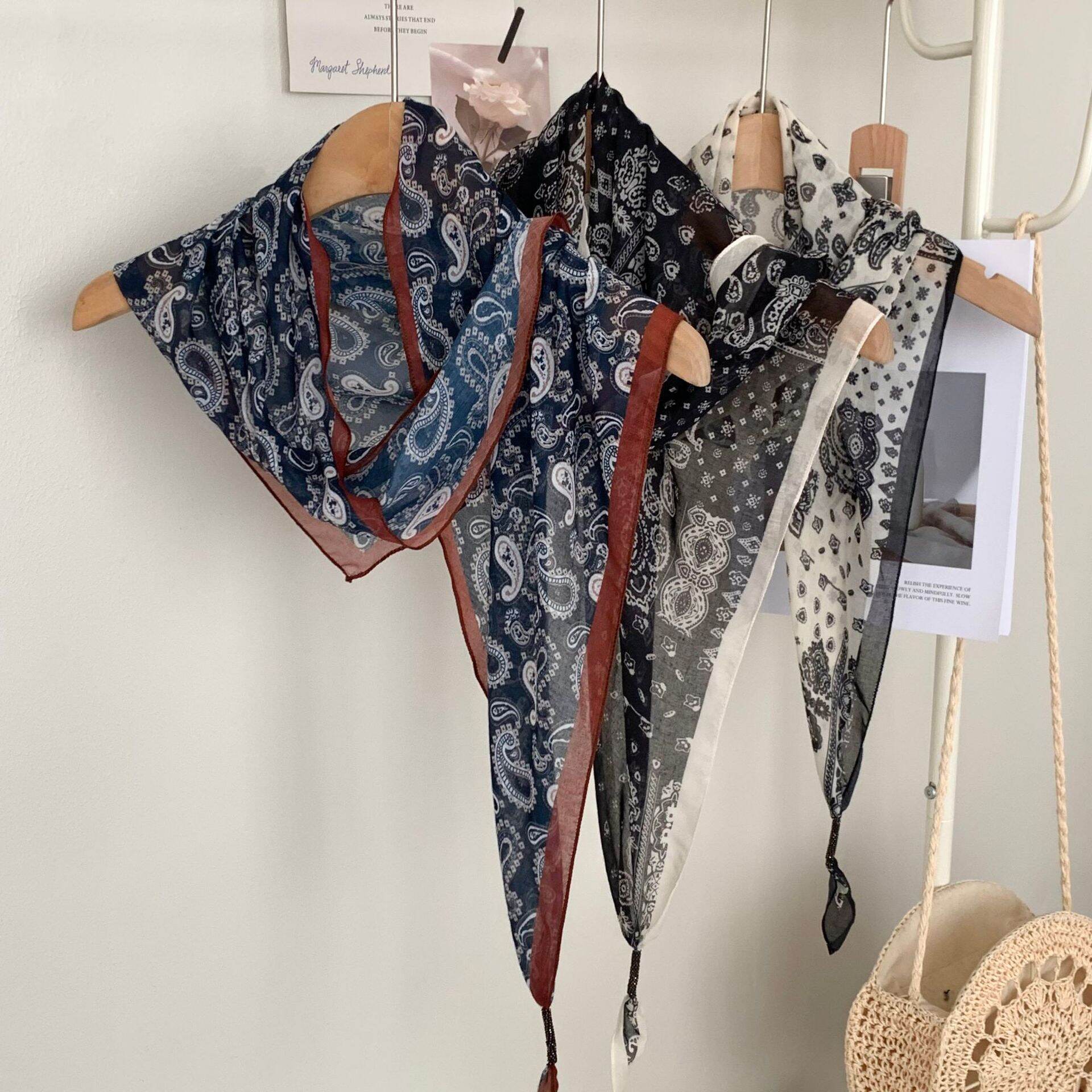 Ethnic Series Bohemian Stripe Paisley Pattern Polyester Summer Scarves
