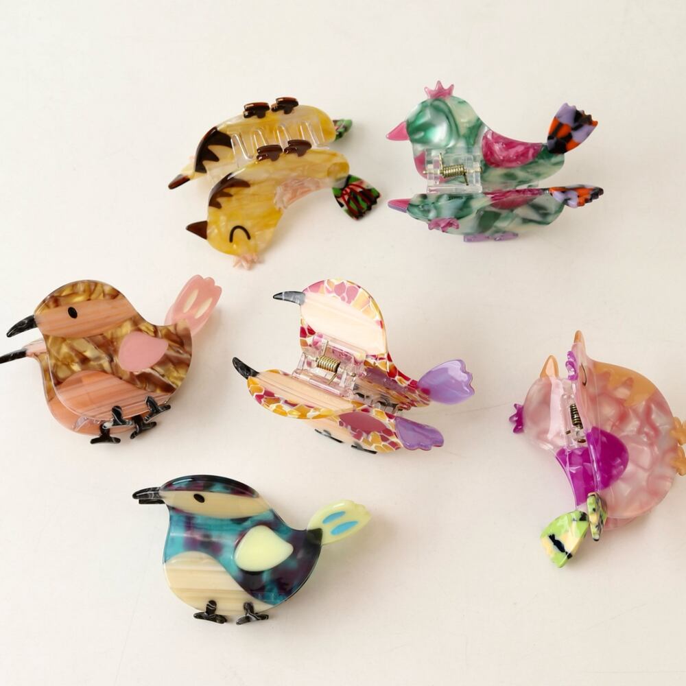 Simple Series Cute Bird Leopard Print Cartoon Mixed Color Gradient Color Acetate Hair Claws h5Picture4