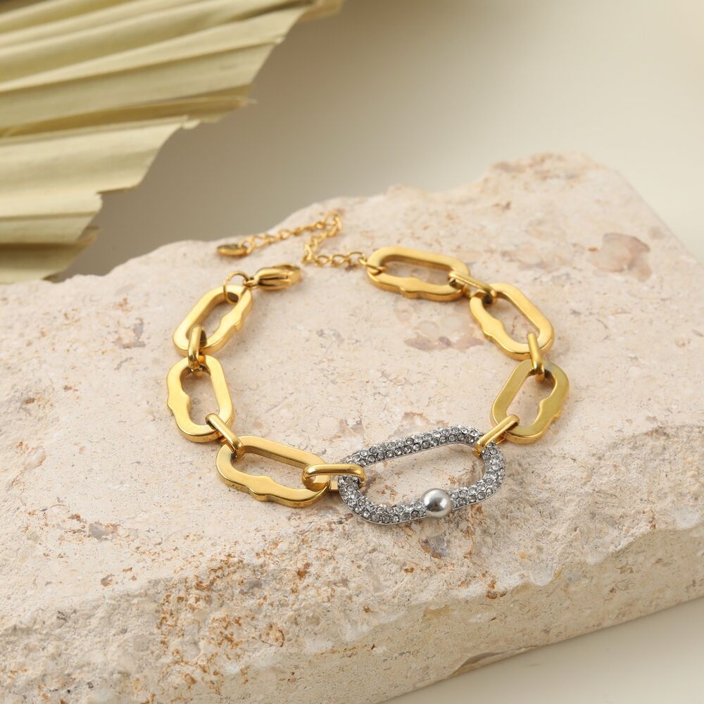 Luxury Daily Irregular Shape Patchwork Stainless Steel Waterproof Gold Color Women's Jewelry Sets Picture4