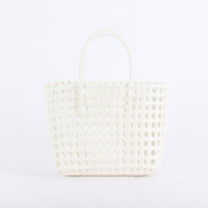Vacation Style Woven Solid Color Hollowed-Out Woven Pvc Women's Tote Bag h5