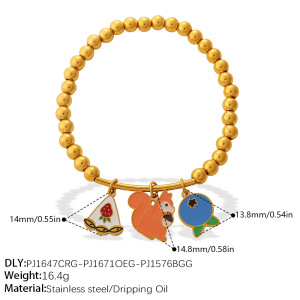 Simple Sweet  Daily Irregular Shape Fruit Stainless Steel Waterproof   Gold Color  Pearl Women's Charm Bracelets h5 Picture2