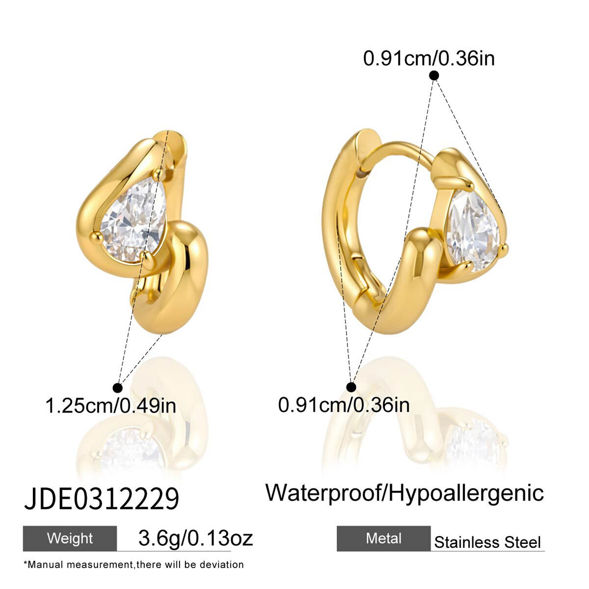 Luxurious Series Casual Irregular Shape Stainless Steel Waterproof   Gold Color  Women's Hoop Earrings 