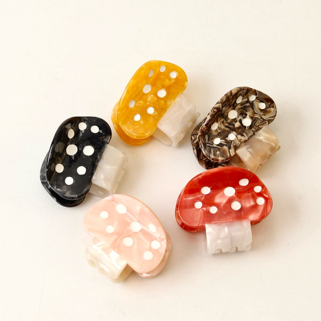 Simple Series Niedliche Polka Dots Gemischte Farben Pilz Acetat Haarspangen 2