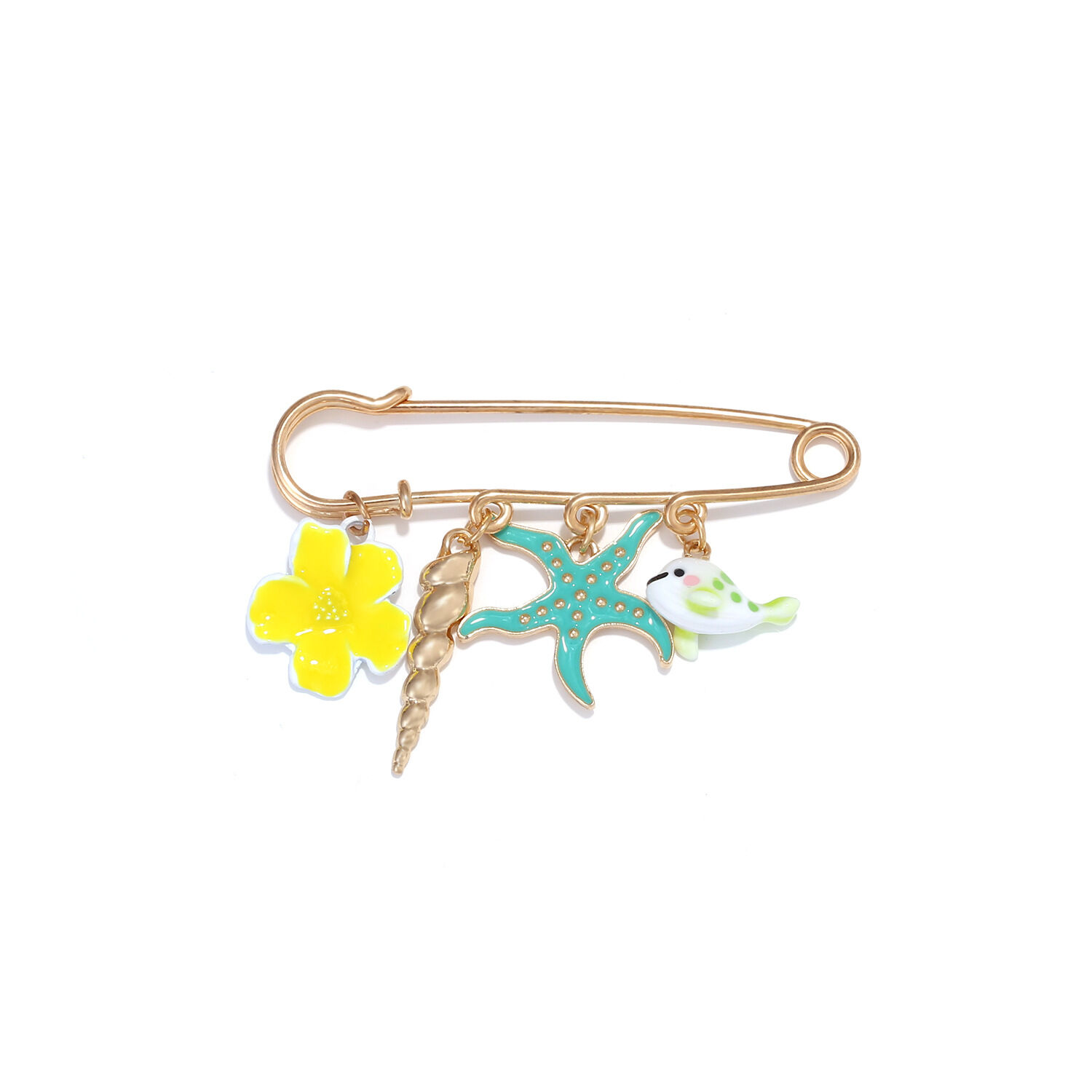 Simple Series Daily Flower Oceanic Style Fish Starfish Alloy Brooches h5 Picture3