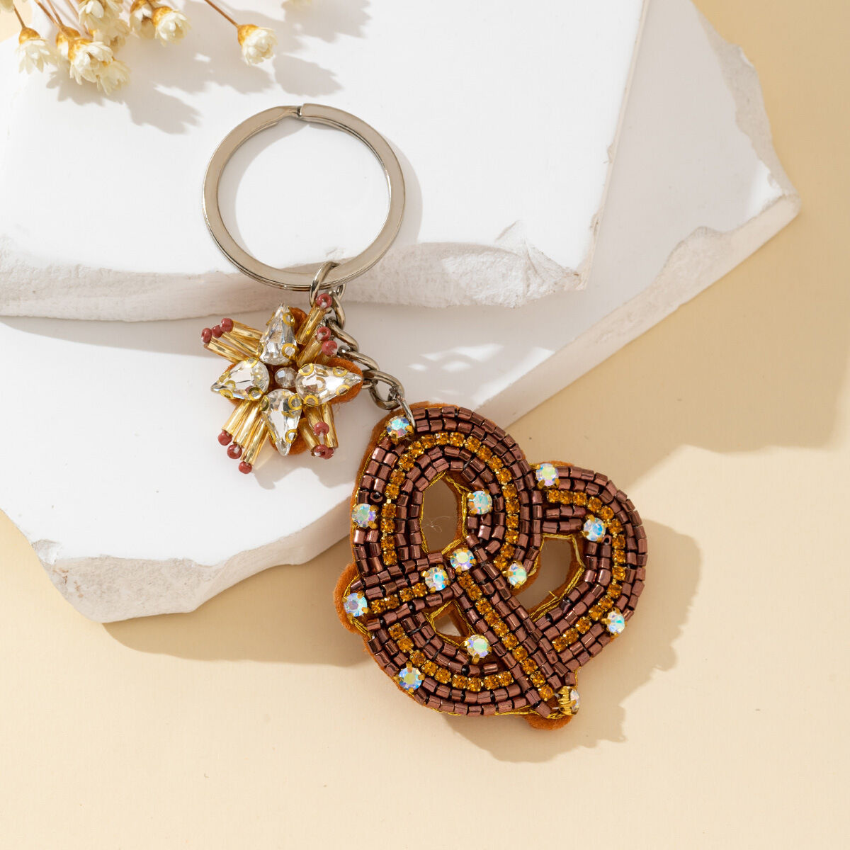 Simple Series Daily Beads Geometric Shape Alloy Keychain