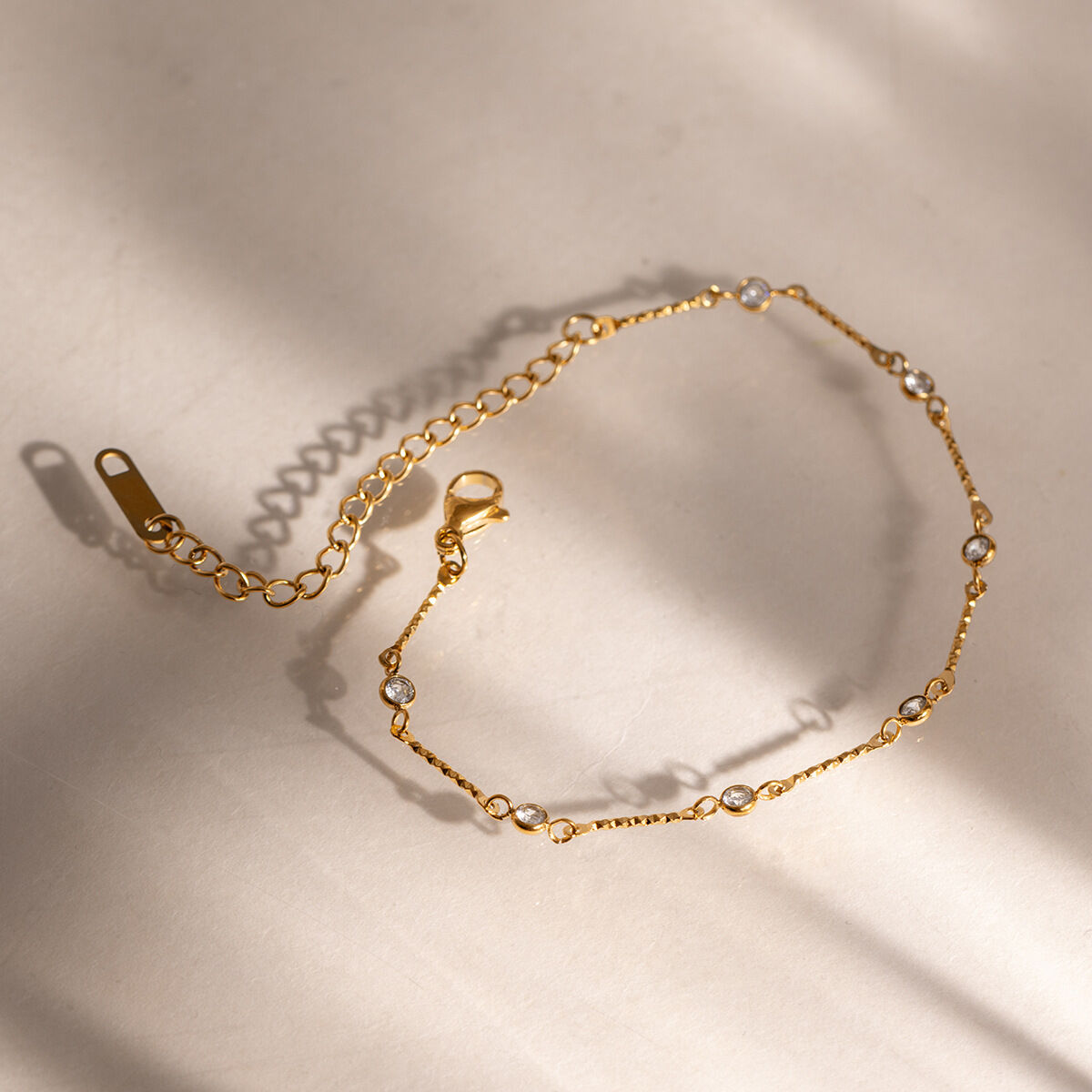 Simple Chain Stainless Steel Waterproof Gold Color Zircon Women's Chain Bracelets h5 Picture2